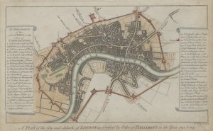 Map of London showing English Civil War fortifications