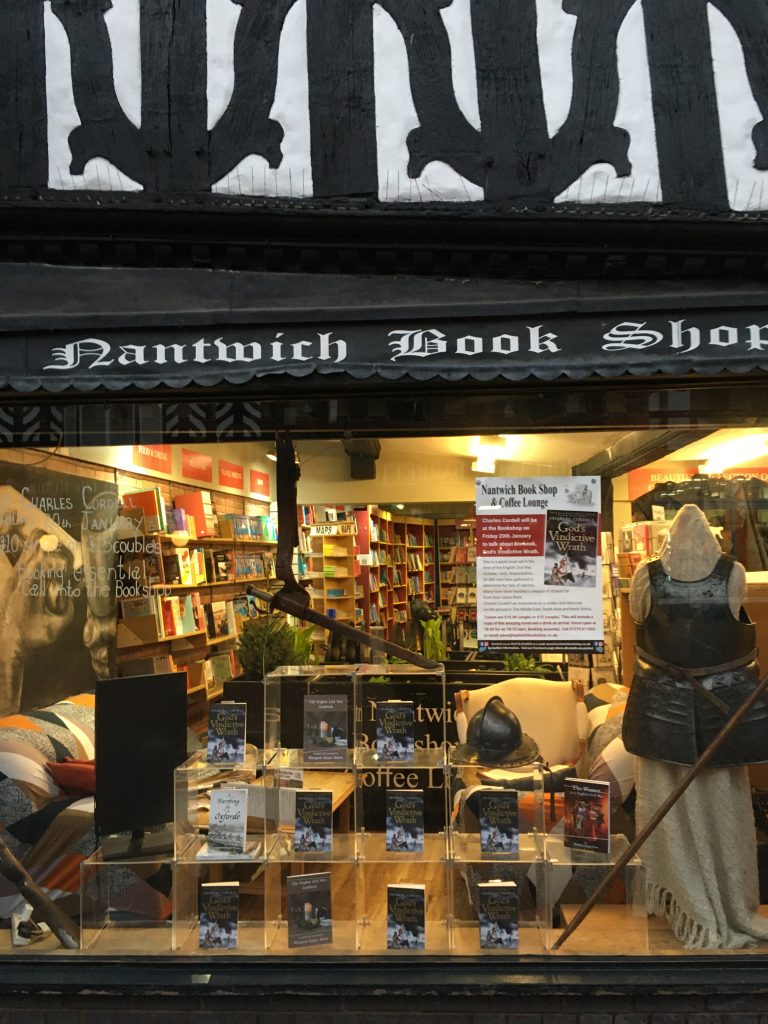 God's Vindictive Wrath in the window of Nantwich Bookshop